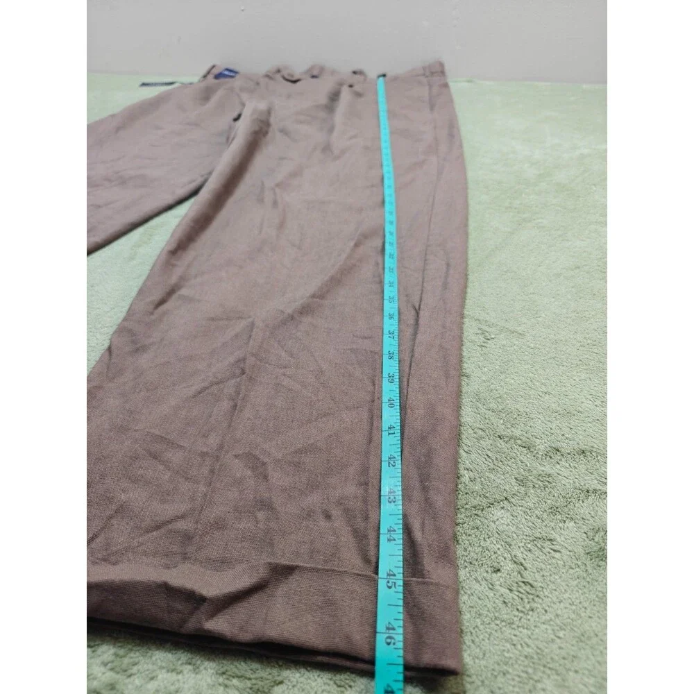 Trust Mens Pants 48x30 Mushroom Brown Linen Rayon Dress Slacks Cuffed NWT